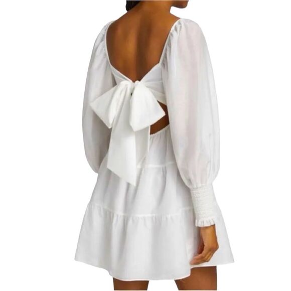 Alice + Olivia‎ Silk-Blend Voile Babydoll Dress Long Sleeve  Small - Picture 4 of 14